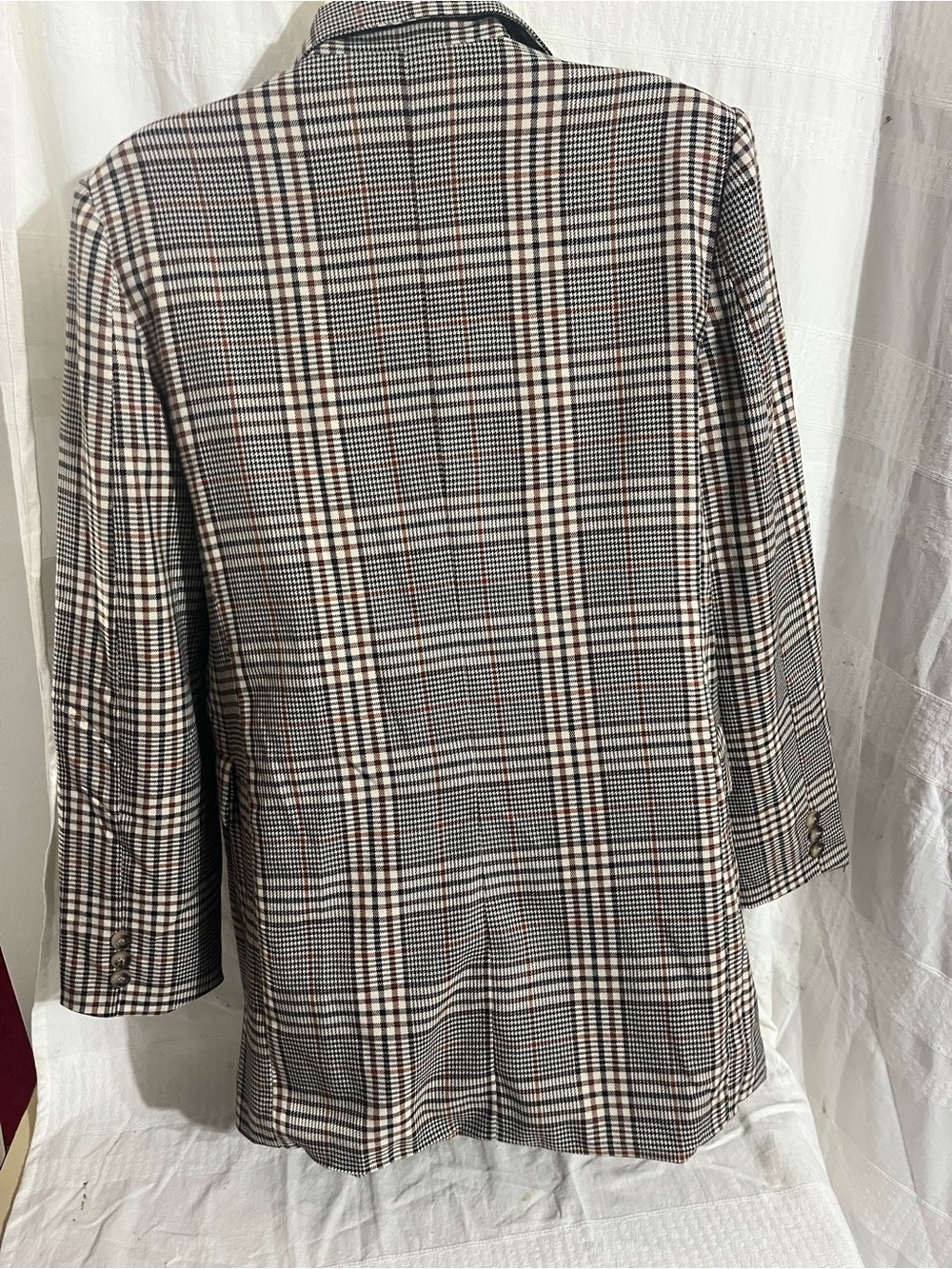 BE COOL Plaid Double-Breasted Blazer - Black, Taupe, Brown - Picture 6 of 8